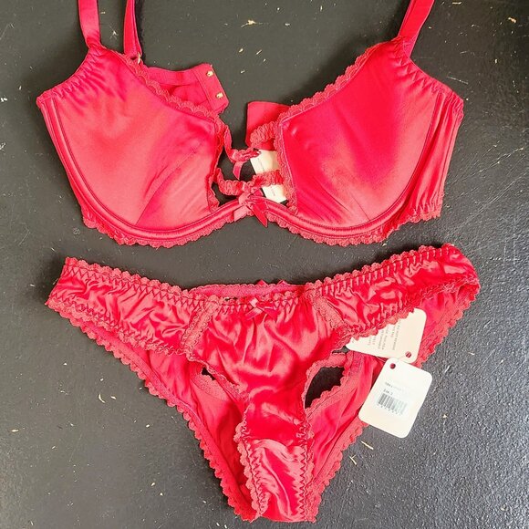 Agent Provocateur Tammi Bra Ouvert and Briefs Set in Red 32DD UK/Size 3 NWT - Picture 2 of 7